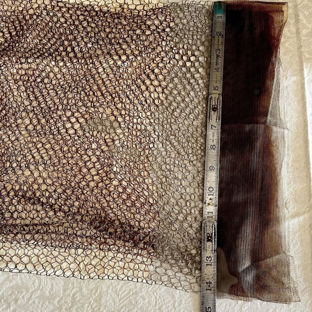 Vintage 1940s Veil 17” x 50” Rare Net Deadstock Hat Trim Millinery Brown Hairnet - Picture 7 of 12